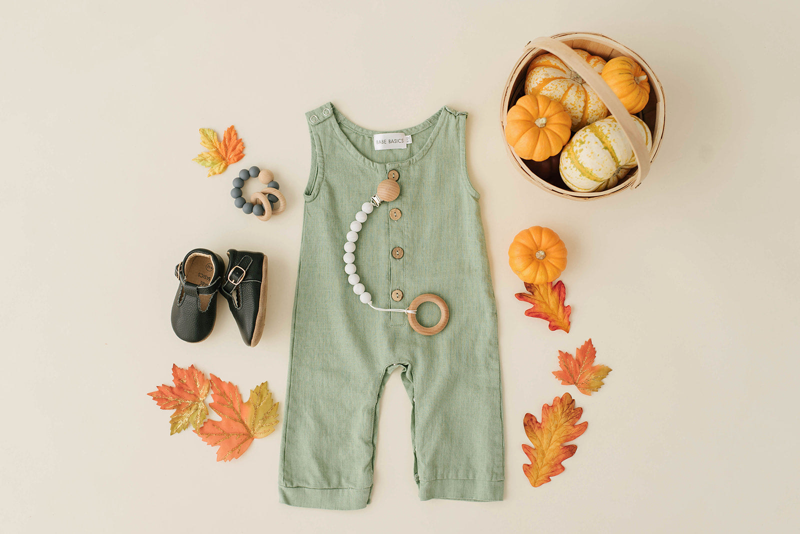 Sage Linen Basic Romper - Babe Basics