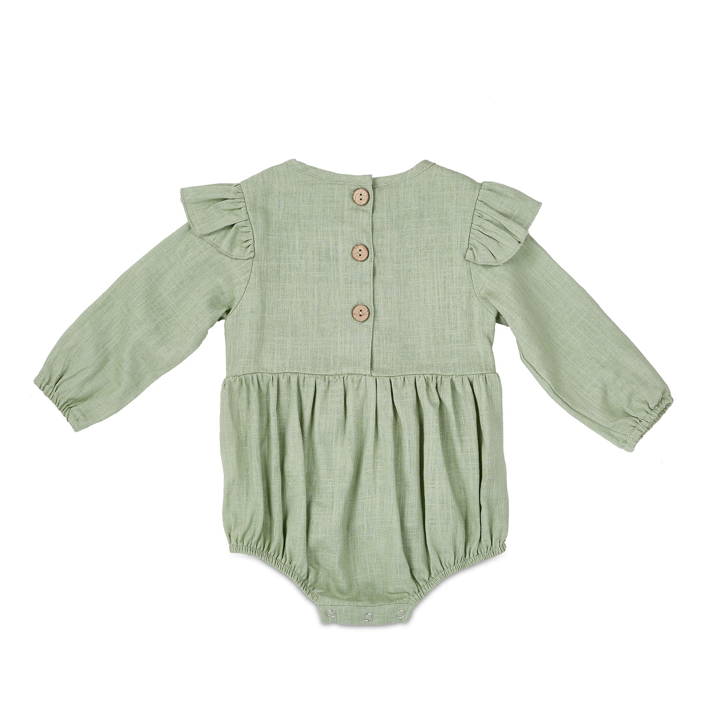 Sage Linen Flutter Sleeve Romper - Babe Basics