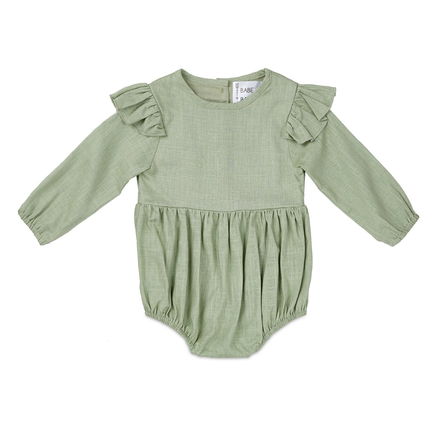 Sage Linen Flutter Sleeve Romper - Babe Basics