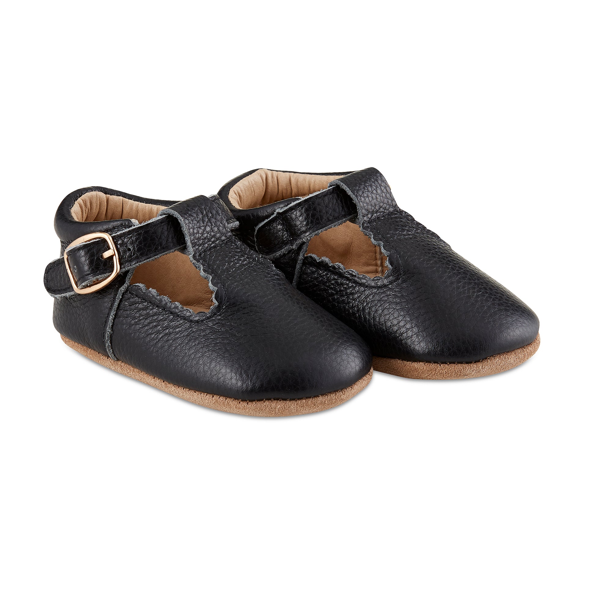 Soft-Sole Leather Mary Jane Moccasins - BLACK - Babe Basics