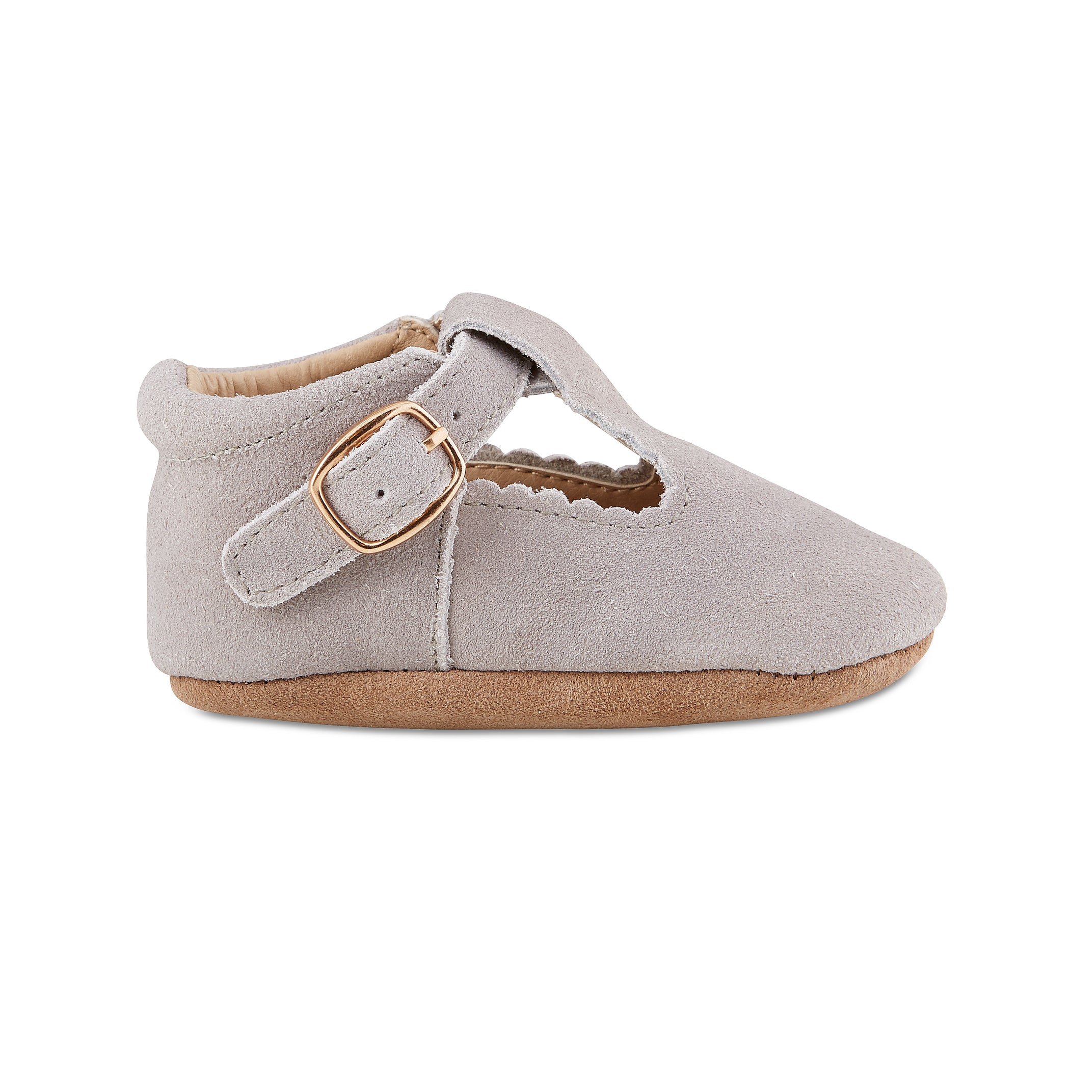 Soft-Sole Leather Mary Jane Moccasins - GREY SUEDE | Babe Basics